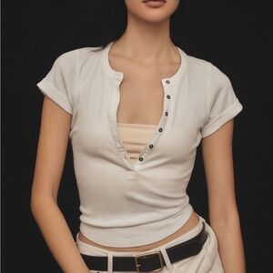 Pilcro Andie Ribbed Henley Top